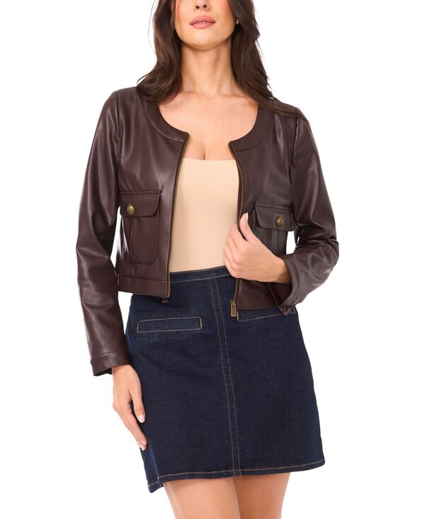 ヴィンスカムート レディース アウター ジャケット・ブルゾン クロップド ジャケット Vince Camuto Women's Cropped Jacket Chocolate チョコレート