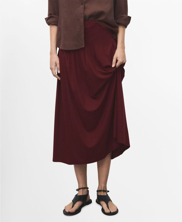 マンゴ レディース ボトムス スカート ミディ MANGO Women's Plank Midi Skirt Burgundy バーガンディ