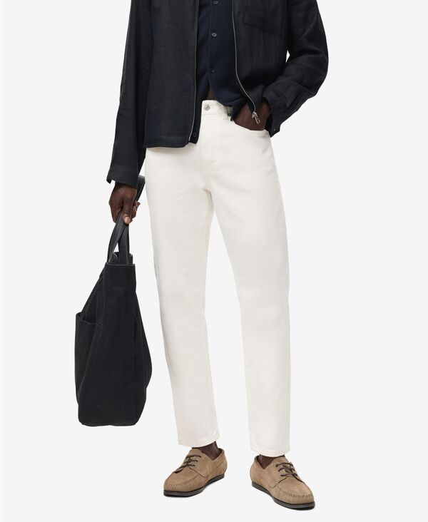 マンゴ メンズ ボトムス デニムパンツ ジーンズ MANGO Men's Lori Tapered-Fit Jeans Off White オフホワイト