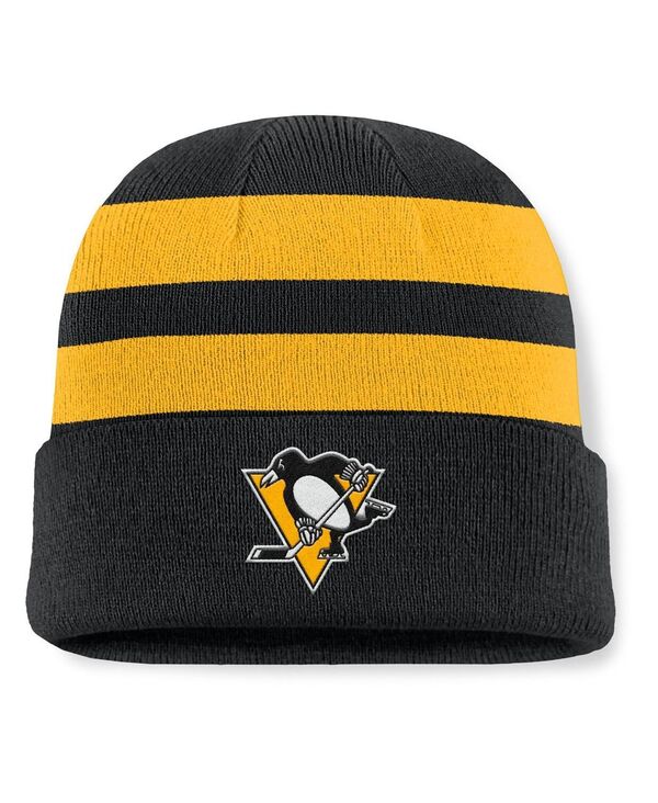 ファナティクス メンズ アクセサリー 帽子 ニット Fanatics Men's Black/Gold Pittsburgh Penguins Fundamen...