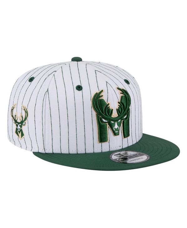 ニューエラ メンズ アクセサリー 帽子 New Era Men's White Milwaukee Bucks Deceptor Pinstripe 9FIFT...