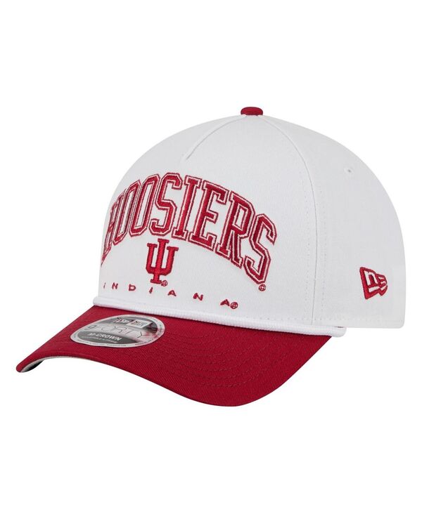 ニューエラ メンズ アクセサリー 帽子 New Era Men's White/Crimson Indiana Hoosiers Arch Two-Tone R...
