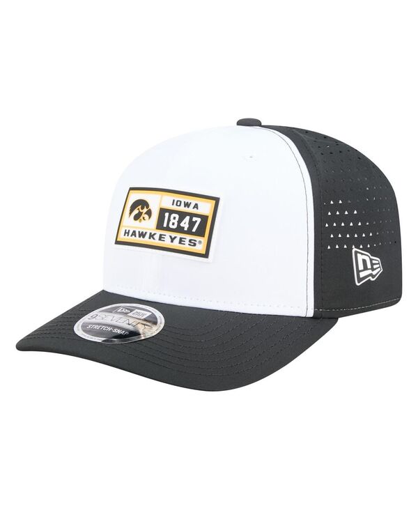 ニューエラ メンズ アクセサリー 帽子 New Era Men's White/Black Iowa Hawkeyes Perforated Patched 9...