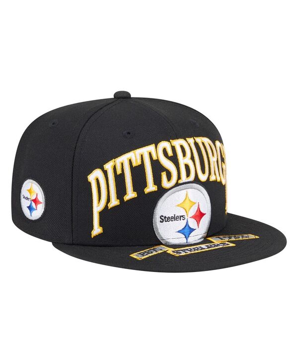 ニューエラ メンズ アクセサリー 帽子 Tシャツ New Era Men's Black Pittsburgh Steelers Oversized 59FIF...