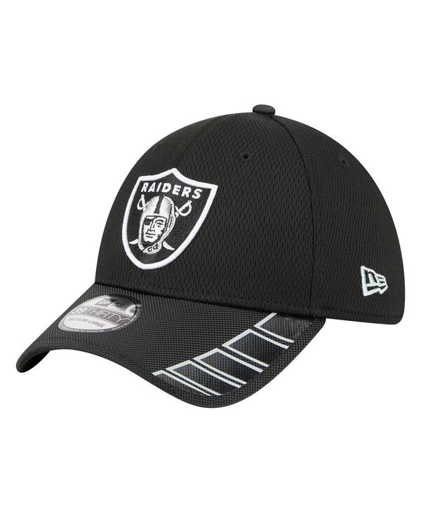ニューエラ メンズ アクセサリー 帽子 New Era Men's Black Las Vegas Raiders Visor Hit 39THIRTY Fle...