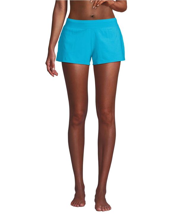 【送料無料】 ランズエンド レディース ハーフパンツ・ショーツ ボトムス Women's Chlorine Resistant Smoothing Control Curvy 3" Swim Shorts Turquoise