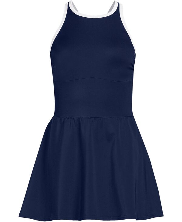 【送料無料】 ランズエンド レディース ワンピース トップス Women's Long Tugless High Neck Swim Dress Swimsuit Deep sea navy/white