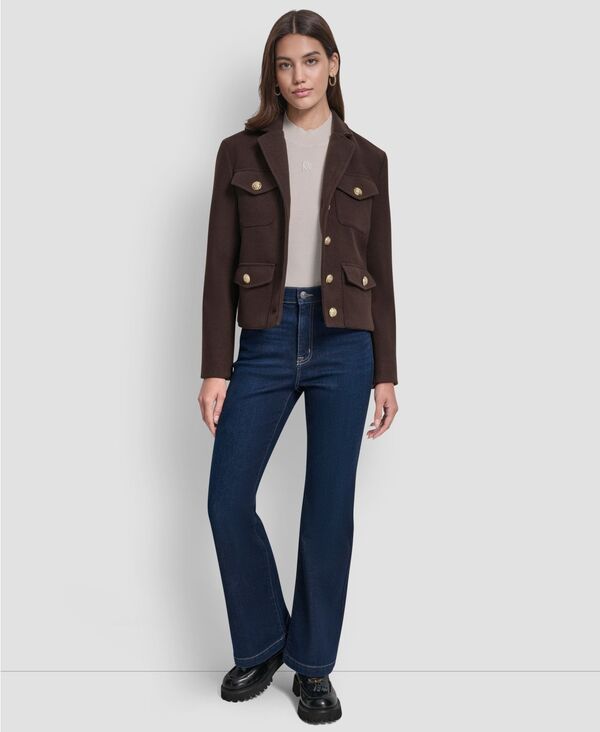 ReVida ŷԾŹ㤨֥ʥ˥塼衼 ǥ  㥱åȡ֥륾 åץ 㥱å DKNY Jeans Women's Button Front Cropped Jacket EspressoפβǤʤ22,980ߤˤʤޤ