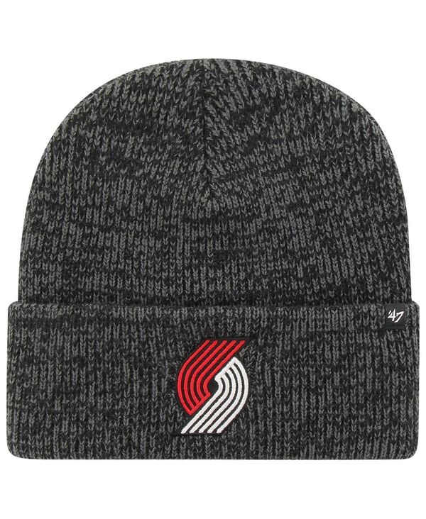 【送料無料】 47ブランド メンズ ジャケット・ブルゾン ブレザー アウター Men's Black Portland Trail Blazers Brain Freeze Cuffed Knit Hat Black