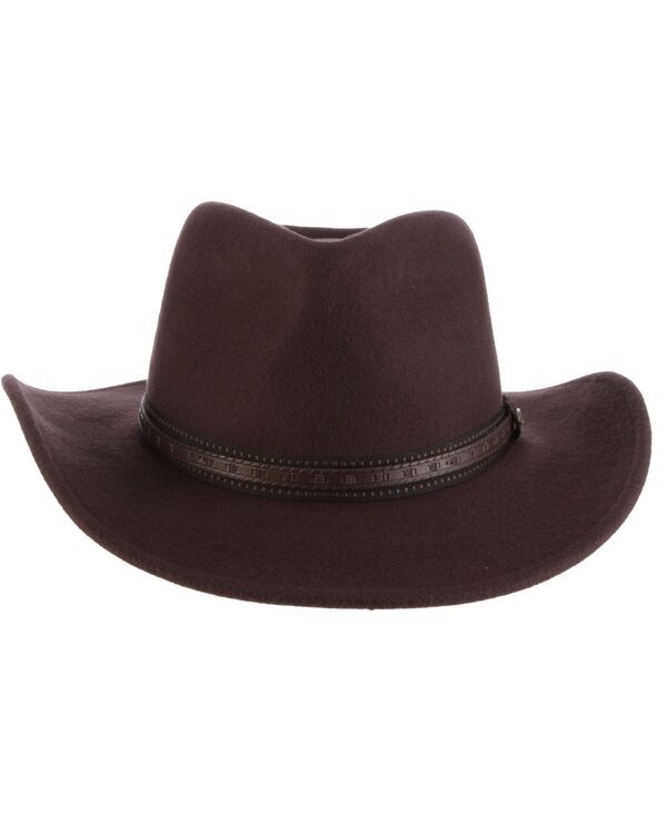 スカラ メンズ アクセサリー 帽子 オーバーレイ Scala Men's Felt Outback Overlay Hat Chocolate チョコレート