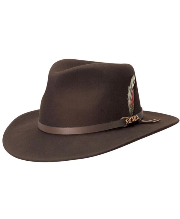 スカラ メンズ アクセサリー 帽子 Scala Men's Crushable Felt Outback Hat Chocolate チョコレート