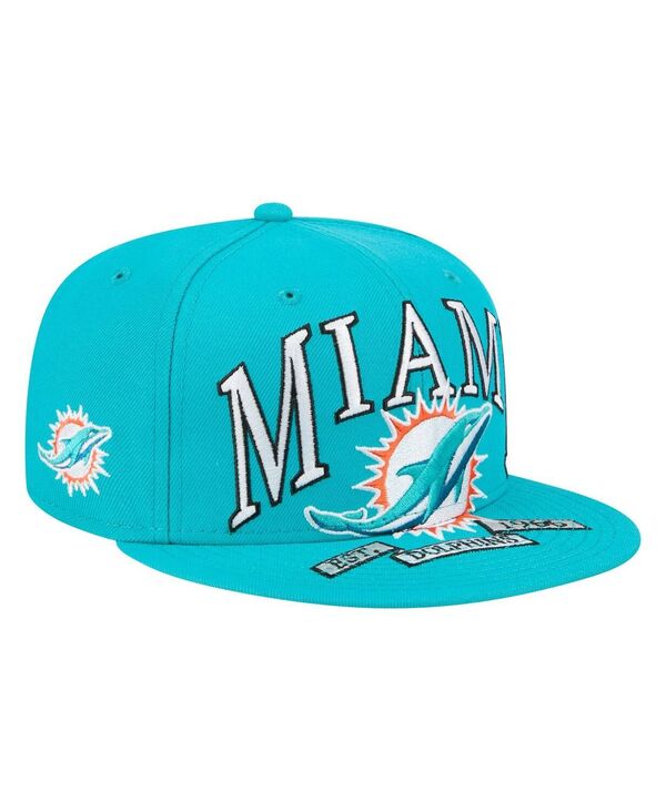ニューエラ メンズ アクセサリー 帽子 New Era Men's Aqua Miami Dolphins Oversized 59FIFTY Fitted H...