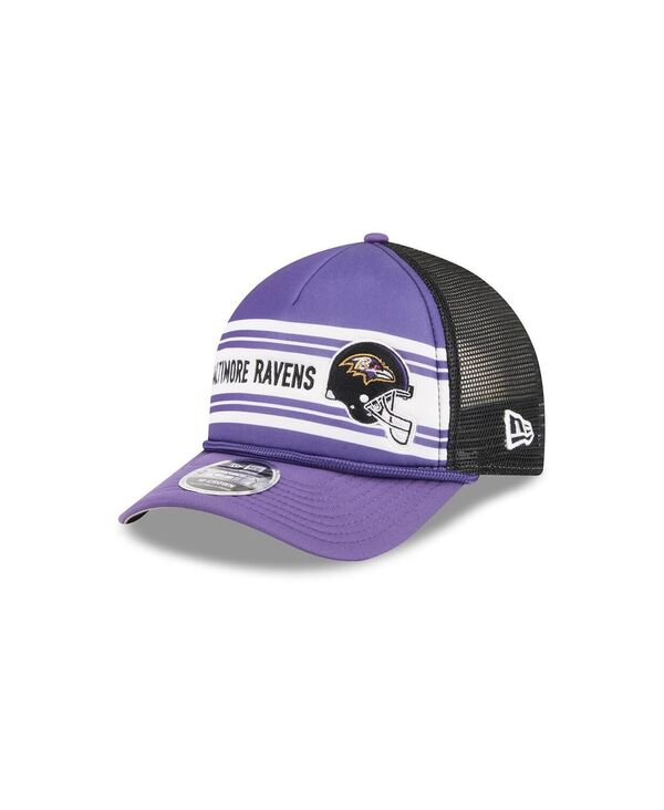 ニューエラ メンズ アクセサリー 帽子 New Era Men's Purple Baltimore Ravens Linear A-Frame 9FORTY ...