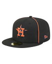 ニューエラ メンズ アクセサリー 帽子 New Era Men's Black Houston Astros Soutache 59FIFTY Fitted H...