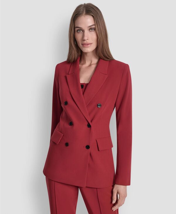 【送料無料】 ダナ キャラン ニューヨーク レディース ジャケット・ブルゾン アウター Women's Double-Breasted Six-Button Blazer Merlot
