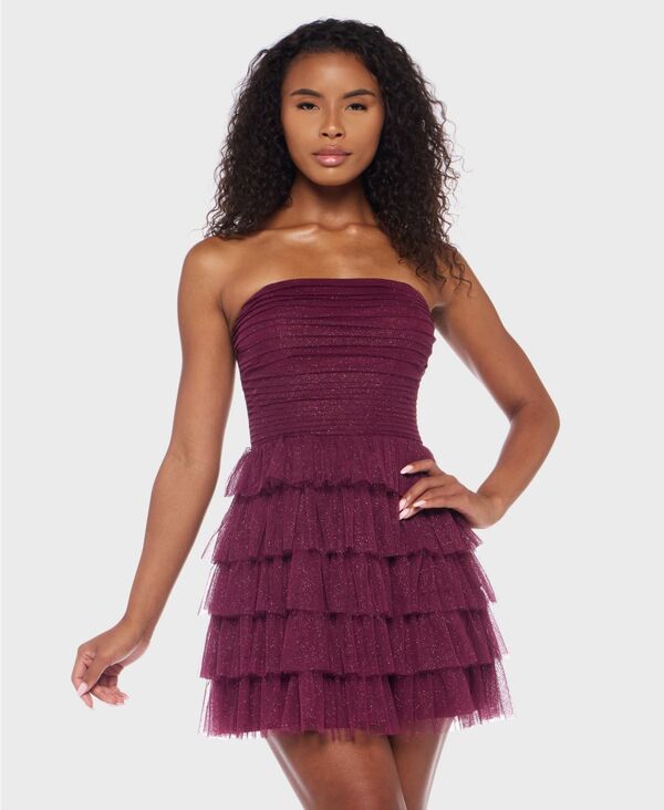 ReVida ŷԾŹ㤨֥ӡ ǥ ȥåץ ԡ ƥ ߥ˥ԡ ߥ ȥåץ쥹 B Darlin Juniors' Strapless Side-Shirred Tiered Glitter Mini Dress Wine 磻פβǤʤ23,980ߤˤʤޤ