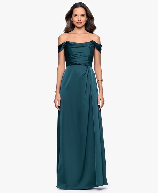 【送料無料】 ベッツィアンドアダム レディース ワンピース トップス Women's Long Off-the-Shoulder Corset Dress Pine