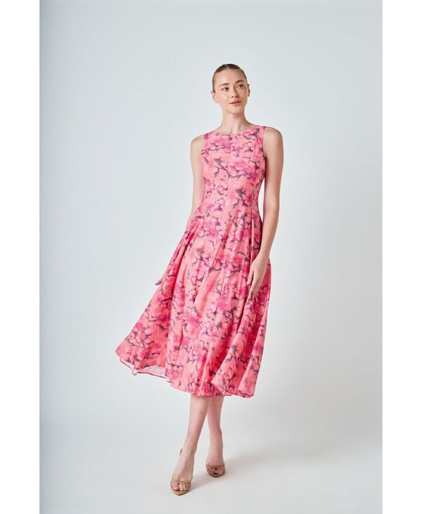 エンドレスローズ レディース トップス ワンピース ミディワンピース フラワー柄 プリント ミディ フラワー endless rose Women's Floral Print Midi Dress Pink multi ピンク
