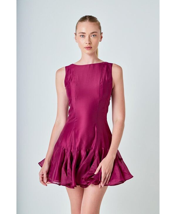 エンドレスローズ レディース トップス ワンピース ミニワンピース ミニ ノースリーブ endless rose Women's Godet Sleeveless Mini Dress Merlot