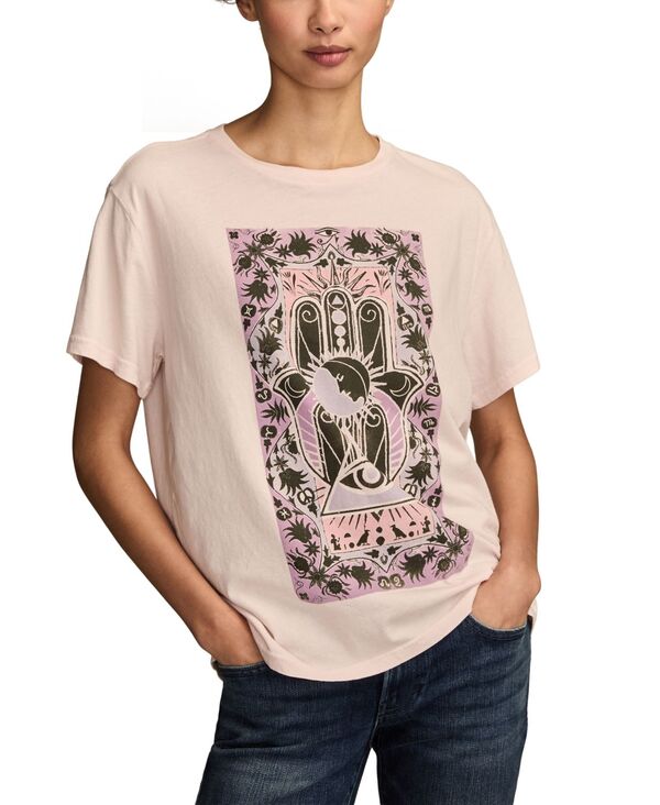 ラッキーブランド レディース トップス シャツ Tシャツ Lucky Brand Women's Celestial Hamsa Poster S..