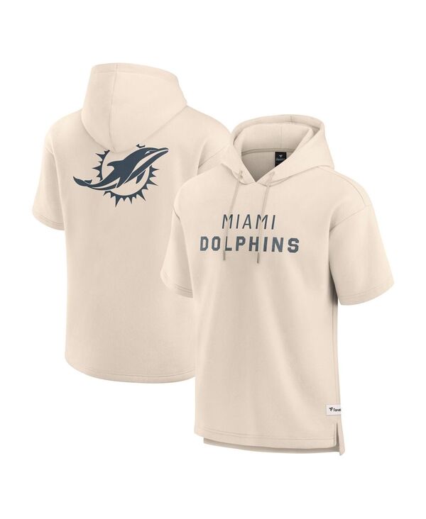 【送料無料】 ファナティクス メンズ パーカー・スウェット アウター Men's Cream Miami Dolphins Elements Future Ground Lettering Short Sleeve Pullover Hoodie Cream