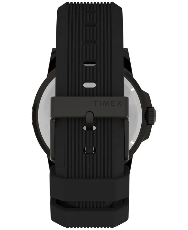 タイメックス メンズ アクセサリー 腕時計 Timex Men's Quartz Analog Black Silicone Watch 45mm Black ブラック