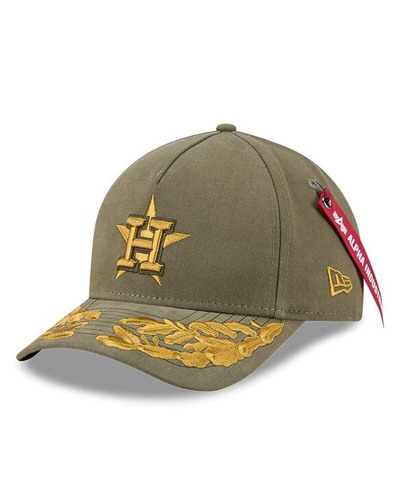 ニューエラ メンズ アクセサリー 帽子 New Era Men's Olive Houston Astros A-Frame 9FORTY Adjustable...