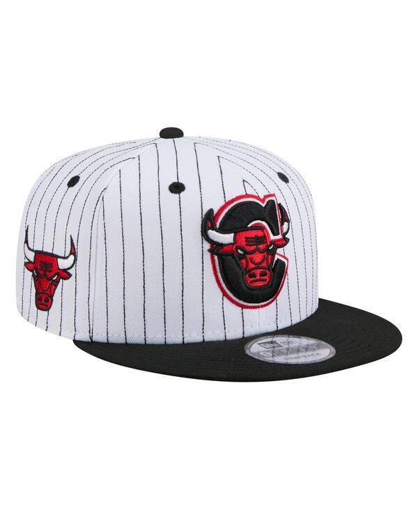ニューエラ メンズ アクセサリー 帽子 New Era Men's White/Black Chicago Bulls Deceptor Pinstripe 9...