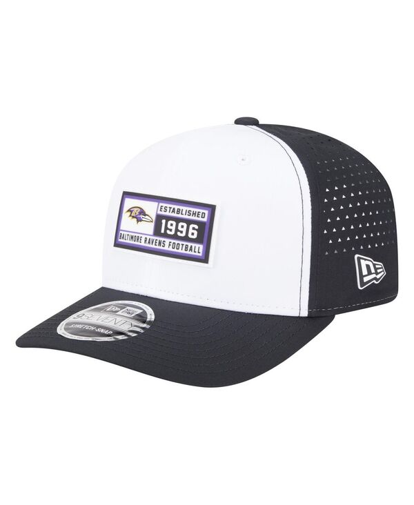 ニューエラ メンズ アクセサリー 帽子 New Era Men's White/Black Baltimore Ravens Established Patch...