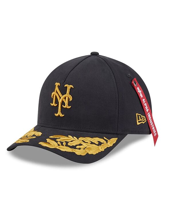 ニューエラ メンズ アクセサリー 帽子 New Era Men's Black New York Mets A-Frame 9FORTY Adjustable ...