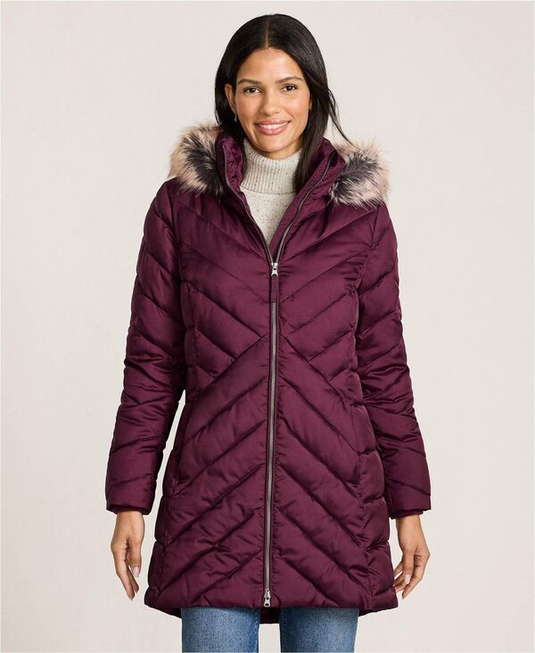 ランズエンド レディース アウター ジャケット・ブルゾン コート フリース Lands' End Women's FeatherFree Cozy Fleece Lined Winter Coat Bordeaux berry