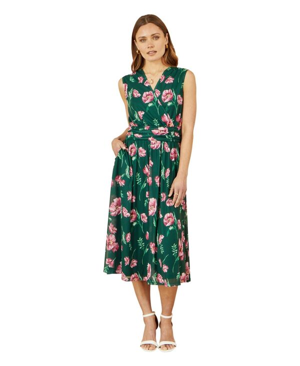 【送料無料】 ユミキム レディース ワンピース トップス Women's Floral Mesh Midi Skater Dress Green