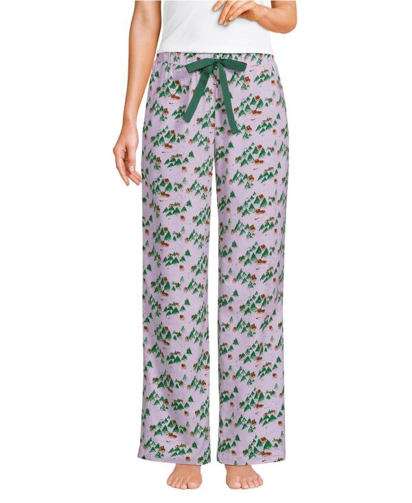 ランズエンド レディース アンダーウェア ナイトウェア ワイドレッグ パンツ Lands' End Women's Flannel Wide Leg Sleep Pants Lavender blush village ブラッシュ