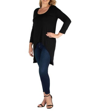 24セブンコンフォート レディース シャツ トップス Women's Plus Size Long Sleeves Dolman Tunic Top Black