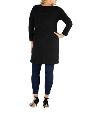 24セブンコンフォート レディース シャツ トップス Women's Plus Size Long Sleeves Dolman Tunic Top Black