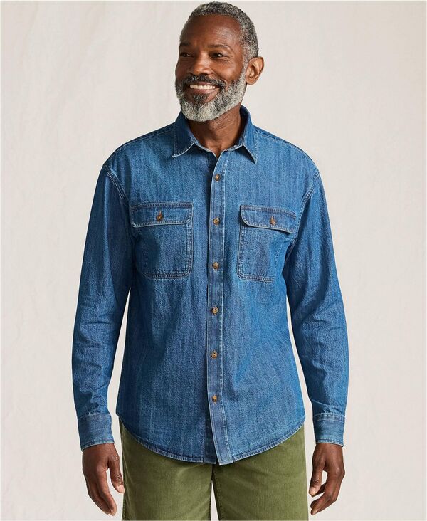 ReVida ŷԾŹ㤨֥󥺥  ȥåץ  Lands' End Men's Long Sleeve Indigo Work Shirt Medium wash indigo ǥפβǤʤ17,980ߤˤʤޤ