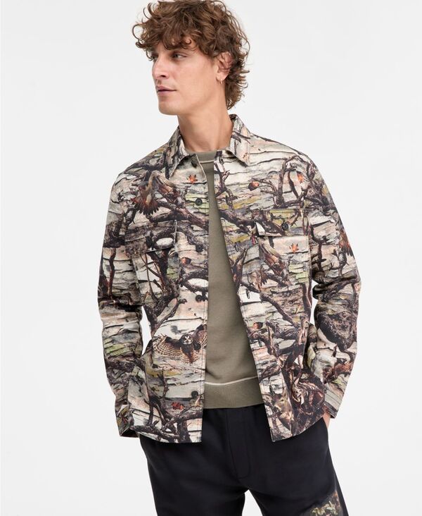 ヒューゴボス メンズ アウター ジャケット・ブルゾン プリント シャツ ジャケット Hugo Boss Epoldo Long Sleeve Owl Print Button-Front Shirt-Jacket miscellaneous