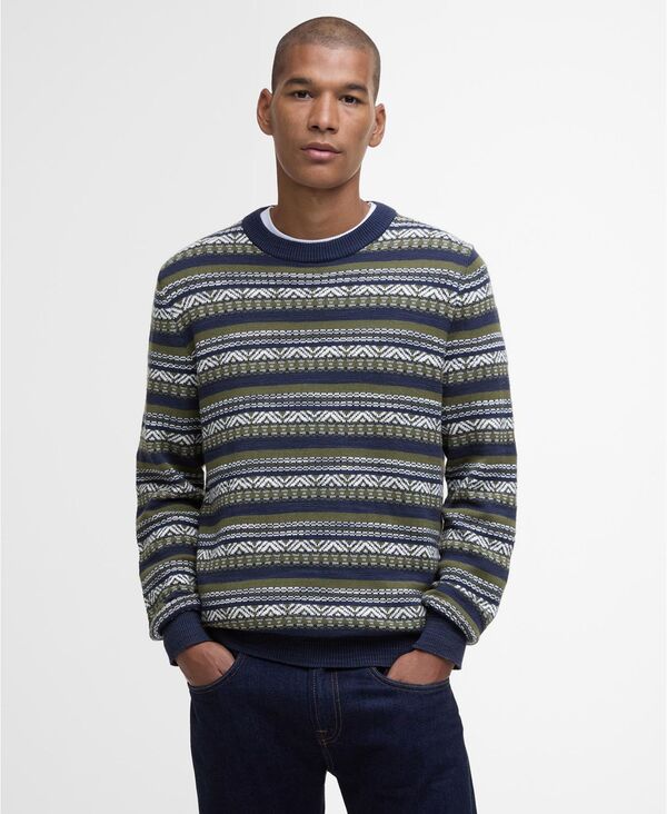 バブアー メンズ アウター ニット・セーター クルーネック セーター Barbour Men's Topcliffe Fairisle Crewneck Sweater Navy ネイビー(4)