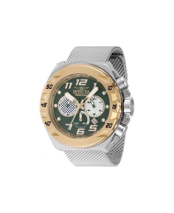 インビクタ メンズ アクセサリー 腕時計 Invicta Men's 47205 Racing Quartz Chronograph White Gold Green Ivory Dial Watch Silver
