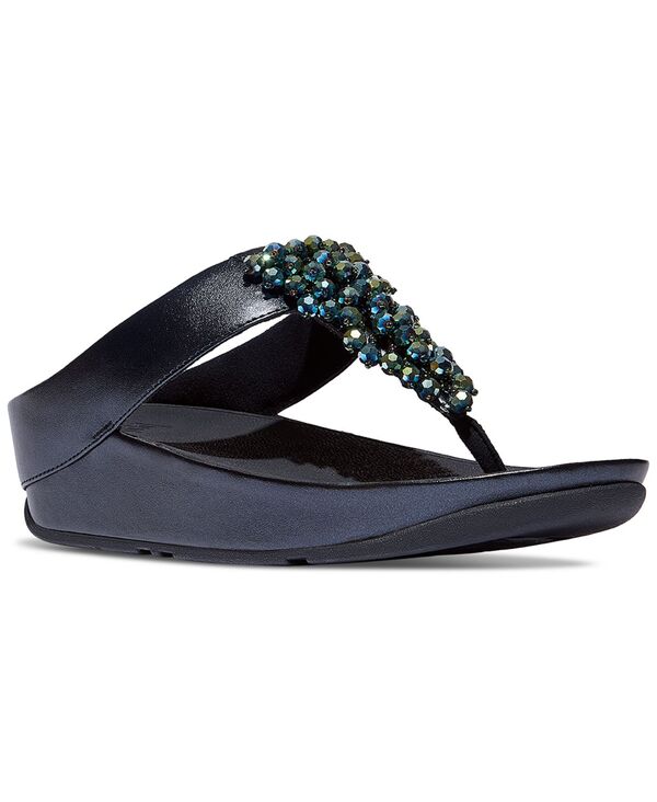 フィットフロップ レディース シューズ サンダル FitFlop Women's Rumba Iridescent Beaded Toe-Post Sandals Metallic Midnight Navy ネイビー