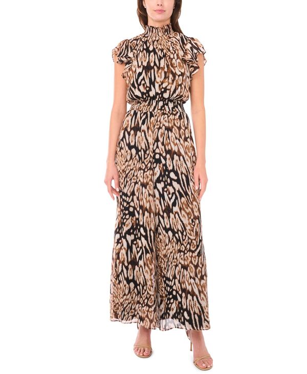 ミスク レディース トップス ジャンプスーツ シャーリング MSK Women's Flutter Sleeve Smocked Waist Jumpsuit Cobblestone