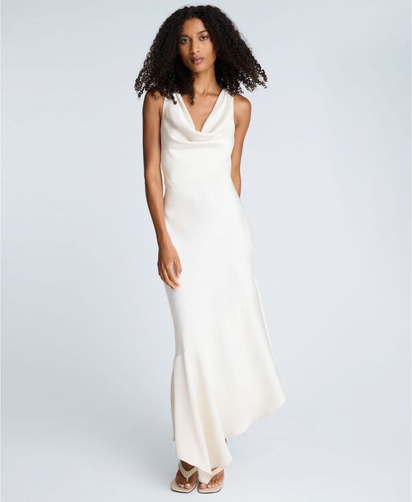 ケネスコール レディース トップス ワンピース サテン Kenneth Cole Women's Satin Cowl Neck Bias Dress Oyster