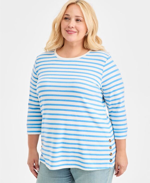 スタイルアンドコー レディース トップス シャツ プラスサイズ ニット Style & Co Plus Size Striped S..