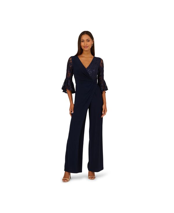 アドリアナ パペル レディース ボトムス カジュアルパンツ Vネック レース ジャンプスーツ Adrianna Pa..