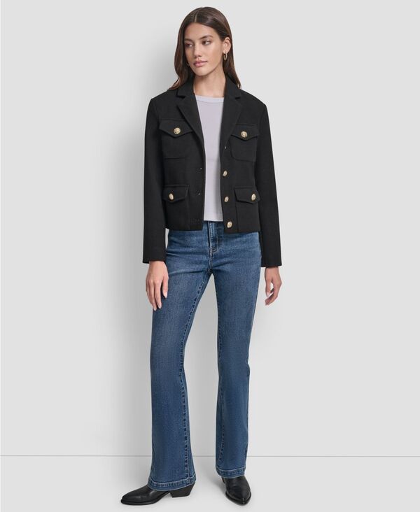 ReVida ŷԾŹ㤨֥ʥ˥塼衼 ǥ  㥱åȡ֥륾 åץ 㥱å DKNY Jeans Women's Button Front Cropped Jacket Black ֥åפβǤʤ22,980ߤˤʤޤ