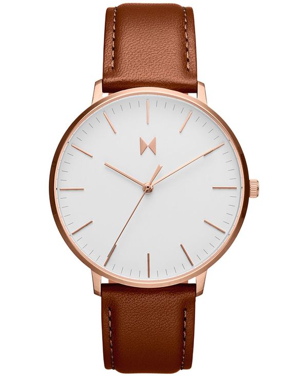 エムブイエムティー メンズ 腕時計 アクセサリー Men's Legacy Slim Brown Leather Strap Watch 42mm B..