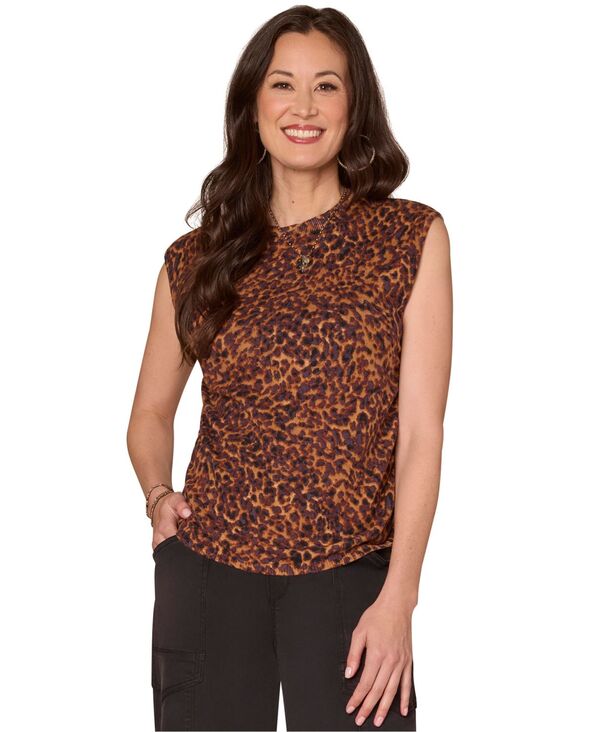 デモクラシー レディース トップス シャツ プリント Democracy Women's Printed Extended Shoulder Rou..