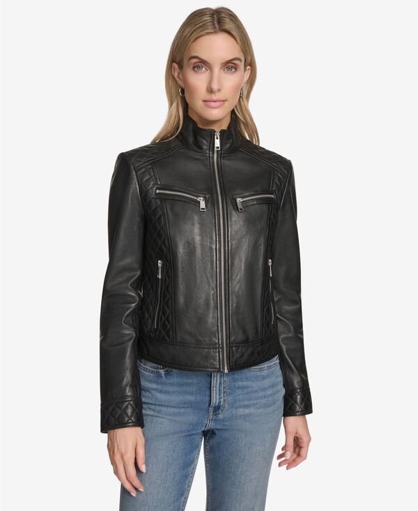 アンドリューマーク レディース アウター ジャケット・ブルゾン レザー ジャケット Andrew Marc Women's Mikel Racer Leather Jacket Black ブラック