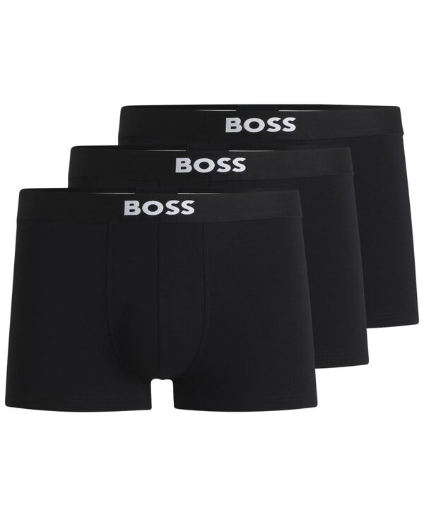 ヒューゴボス メンズ アンダーウェア ボクサーパンツ ロゴ Hugo Boss Men's 3-Pack Icon Logo Trunks BLK
