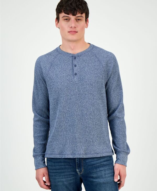 サンストーン メンズ トップス シャツ ニット Sun + Stone Men's Thermal Waffle-Knit Henley Shirt Bl..